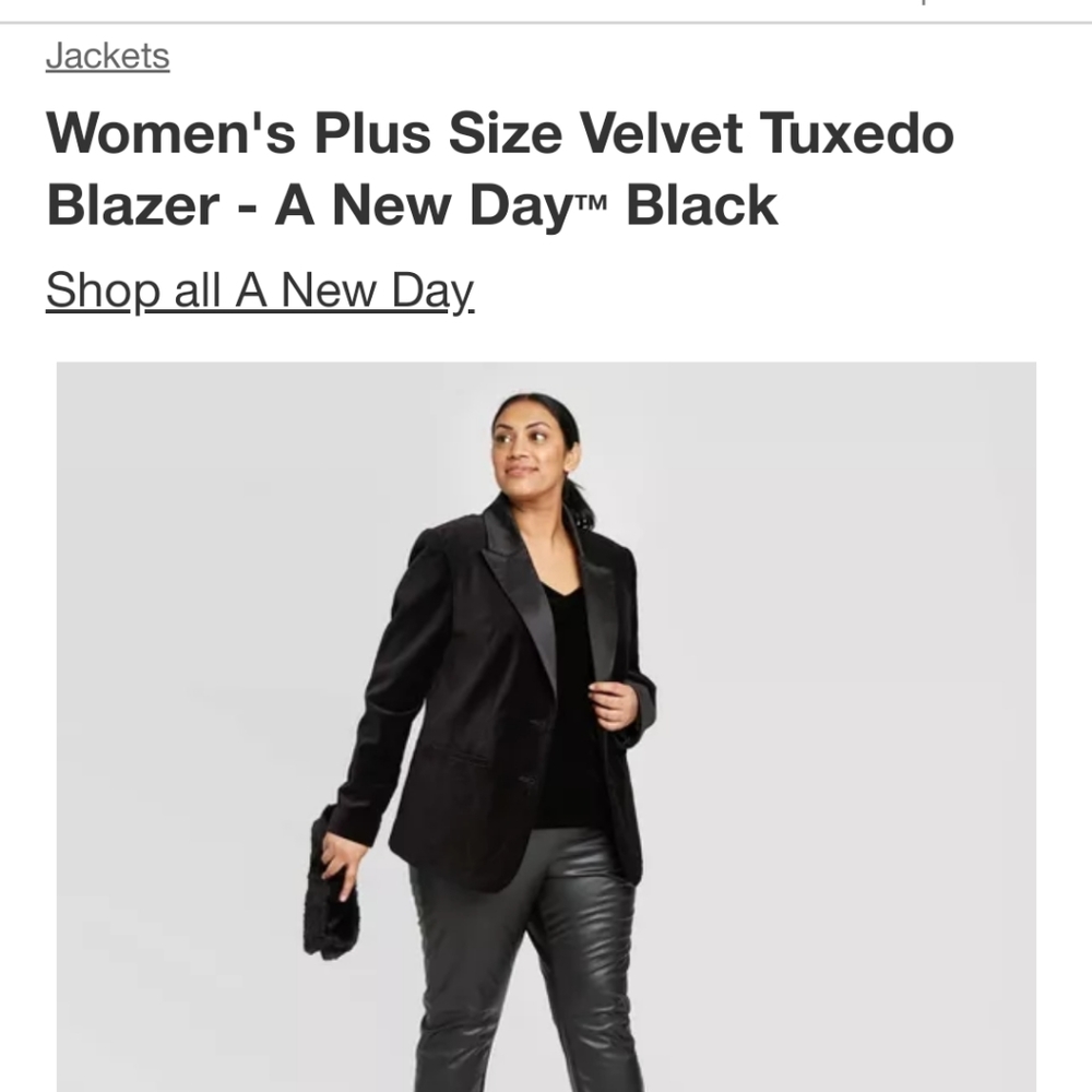 A New Day Velvet Plus Size Black Blazer